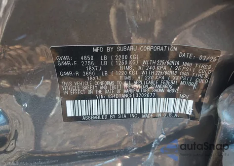 2020 Subaru Outback Limited from USA, damaged, VIN 4S4BTANC5L3202677